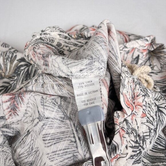 Cali 1850 Linen Blend Straight Leg Tropical Print Pants Drawstring Waist Women S - Picture 9 of 15